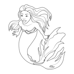 Ariel Lying Down Coloring Page for Kids - Free Ariel Printable Coloring ...
