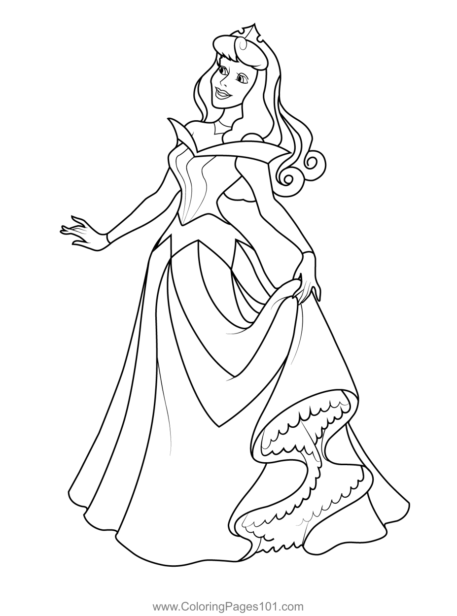 Aurora Elegant Coloring Page for Kids - Free Aurora Printable Coloring ...