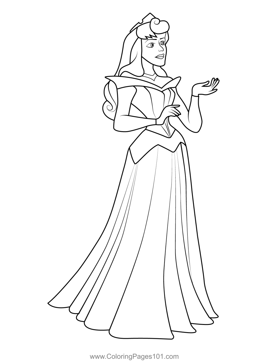 Princess Aurora Beautiful Young Woman Coloring Page for Kids - Free ...