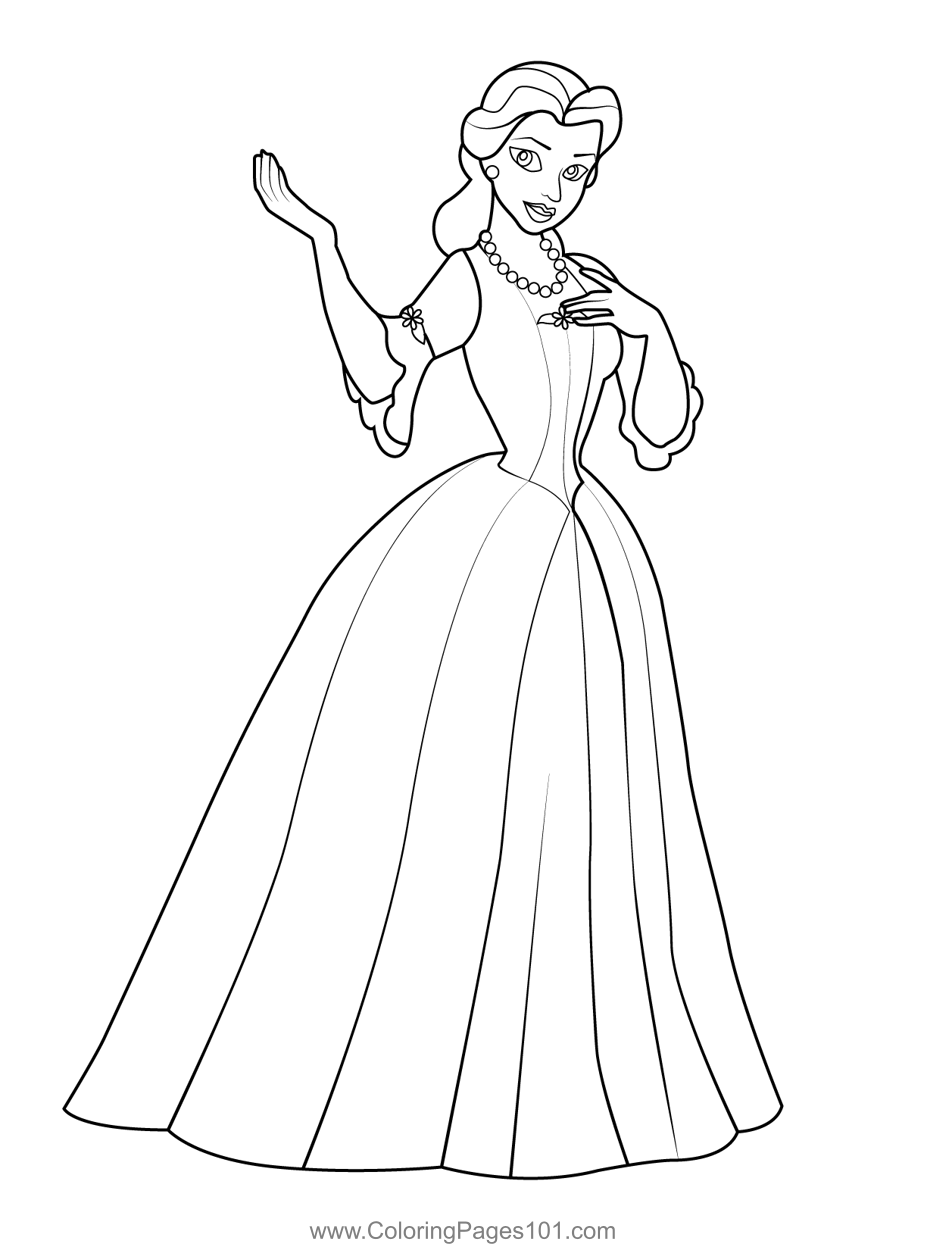 Belle Beauty Coloring Page for Kids - Free Belle Printable Coloring ...