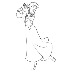 Cinderella Dancing Free Coloring Page for Kids