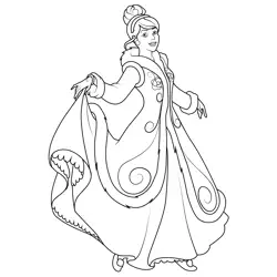 Cinderella Dressed Up Free Coloring Page for Kids