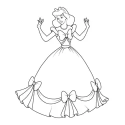 Cinderella Gown Free Coloring Page for Kids