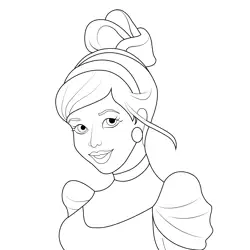 Cinderella Smiling Free Coloring Page for Kids