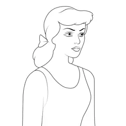 Cinderella Surprised Free Coloring Page for Kids