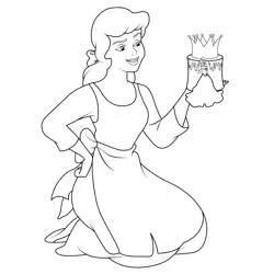 Cinderella with Cake Free Coloring Page for Kids