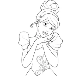 Cinderella with Cute Hair Style Free Coloring Page for Kids