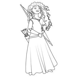 Lady Merida Free Coloring Page for Kids