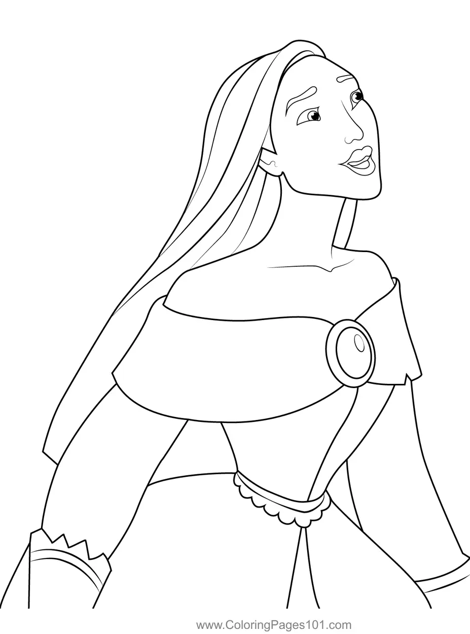 Pocahontas Happy Coloring Page for Kids - Free Pocahontas Printable ...