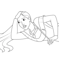 Pocahontas Lying Down Free Coloring Page for Kids