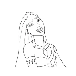 Pocahontas Tall and Bold Free Coloring Page for Kids