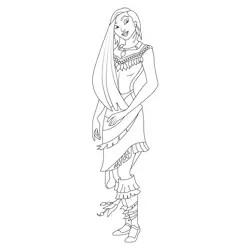 Pocahontas Tribal Look Free Coloring Page for Kids