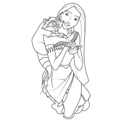 Pocahontas and Friend Free Coloring Page for Kids