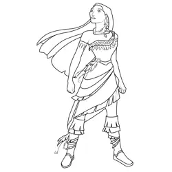 Warrior Pocahontas Free Coloring Page for Kids