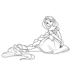 Princess Rapunzel on Floor Free Coloring Page for Kids