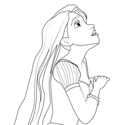 Rapunzel Praying Free Coloring Page for Kids