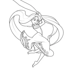 Rapunzel Swinging Free Coloring Page for Kids