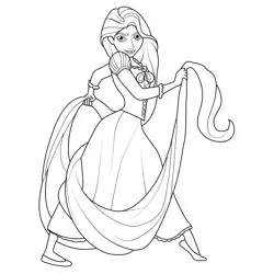 Rapunzel and Hair Free Coloring Page for Kids