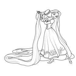 Rapunzel with Long Hair Free Coloring Page for Kids