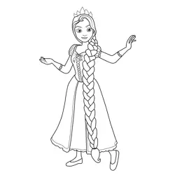 Rapunzel with Pony Tail Free Coloring Page for Kids