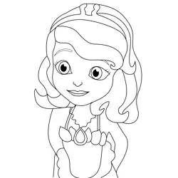 Dressed Up Sofia Free Coloring Page for Kids