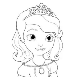 Princess Sofia Smiling Free Coloring Page for Kids