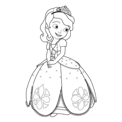 Sofia in Beautiful Dress Free Coloring Page for Kids