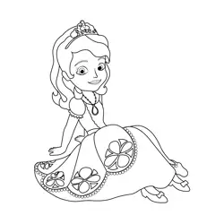 Sofia on Floor Free Coloring Page for Kids