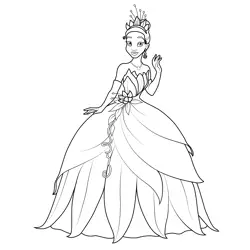 Princess Tiana for Wedding Free Coloring Page for Kids