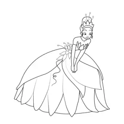 Tiana Cute Free Coloring Page for Kids