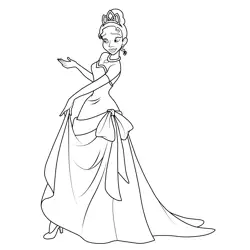 Tiana Gown Free Coloring Page for Kids