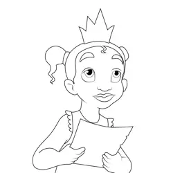 Tiana Reading Letter Free Coloring Page for Kids