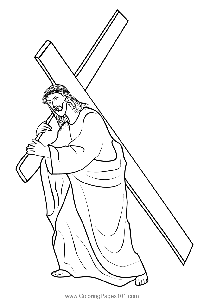 jesus carrying the cross cartoon