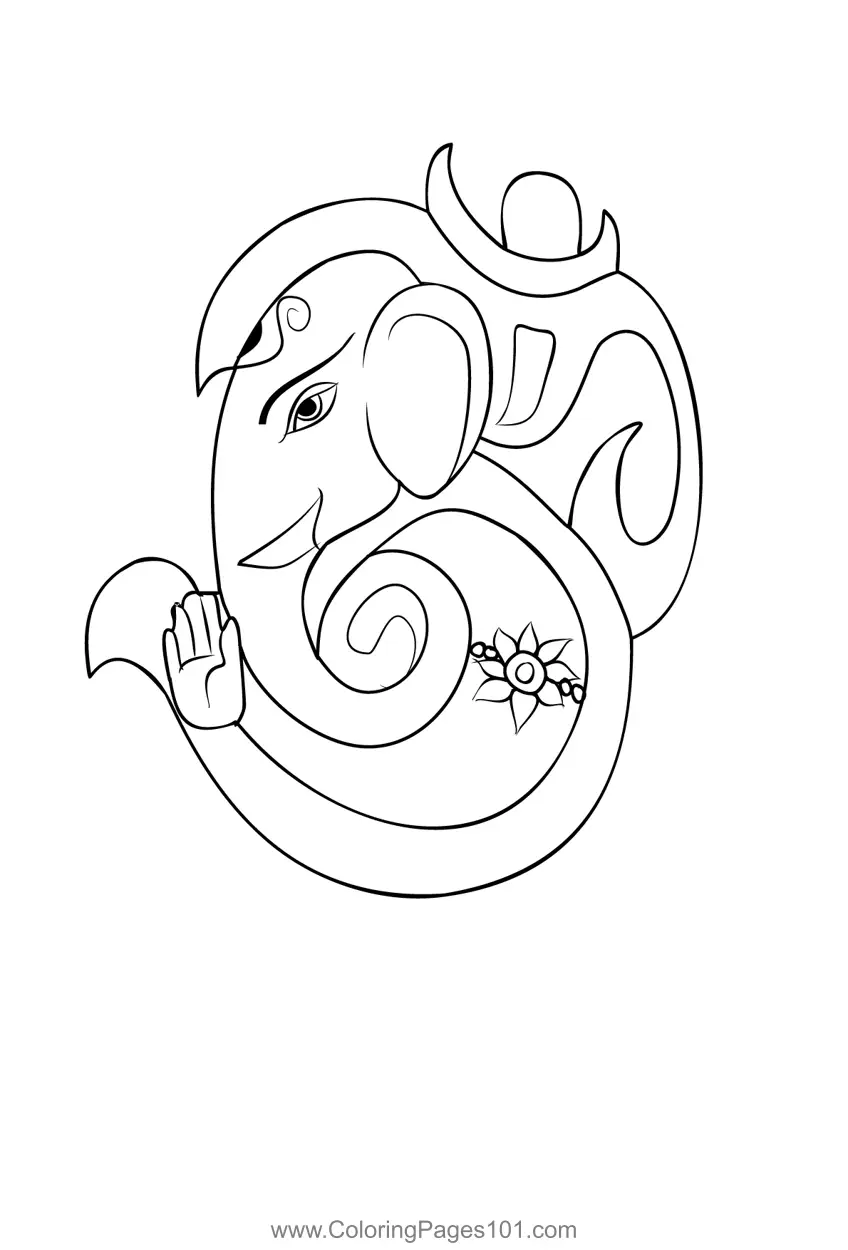 Omkar Swarup Ganesha Coloring Page for Kids - Free Hindu Gods Printable ...