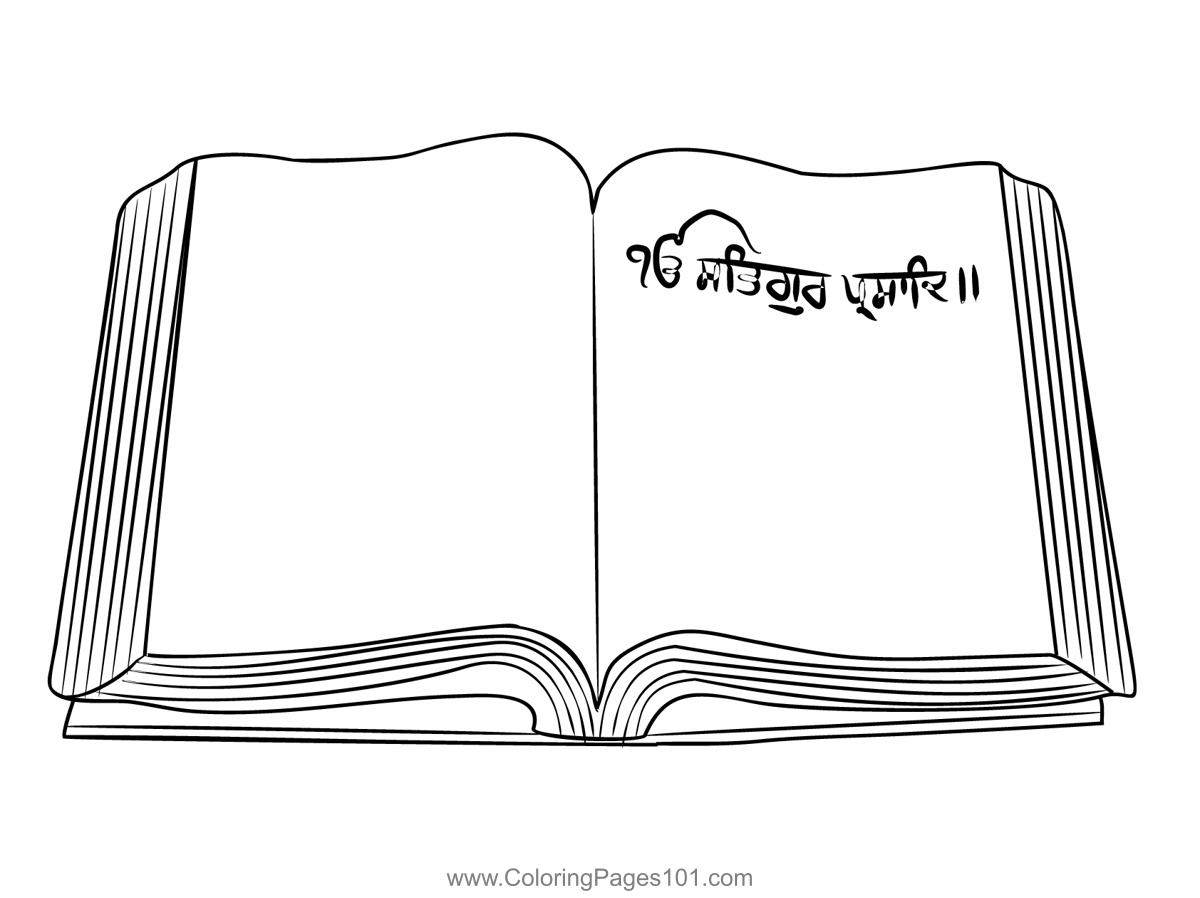 Guru Granth Sahib Ji Coloring Page for Kids - Free Sikhism Printable