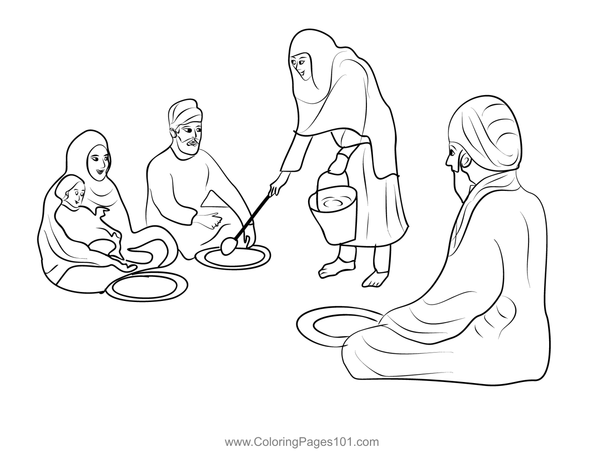 Langar Coloring Page for Kids - Free Sikhism Printable Coloring Pages ...