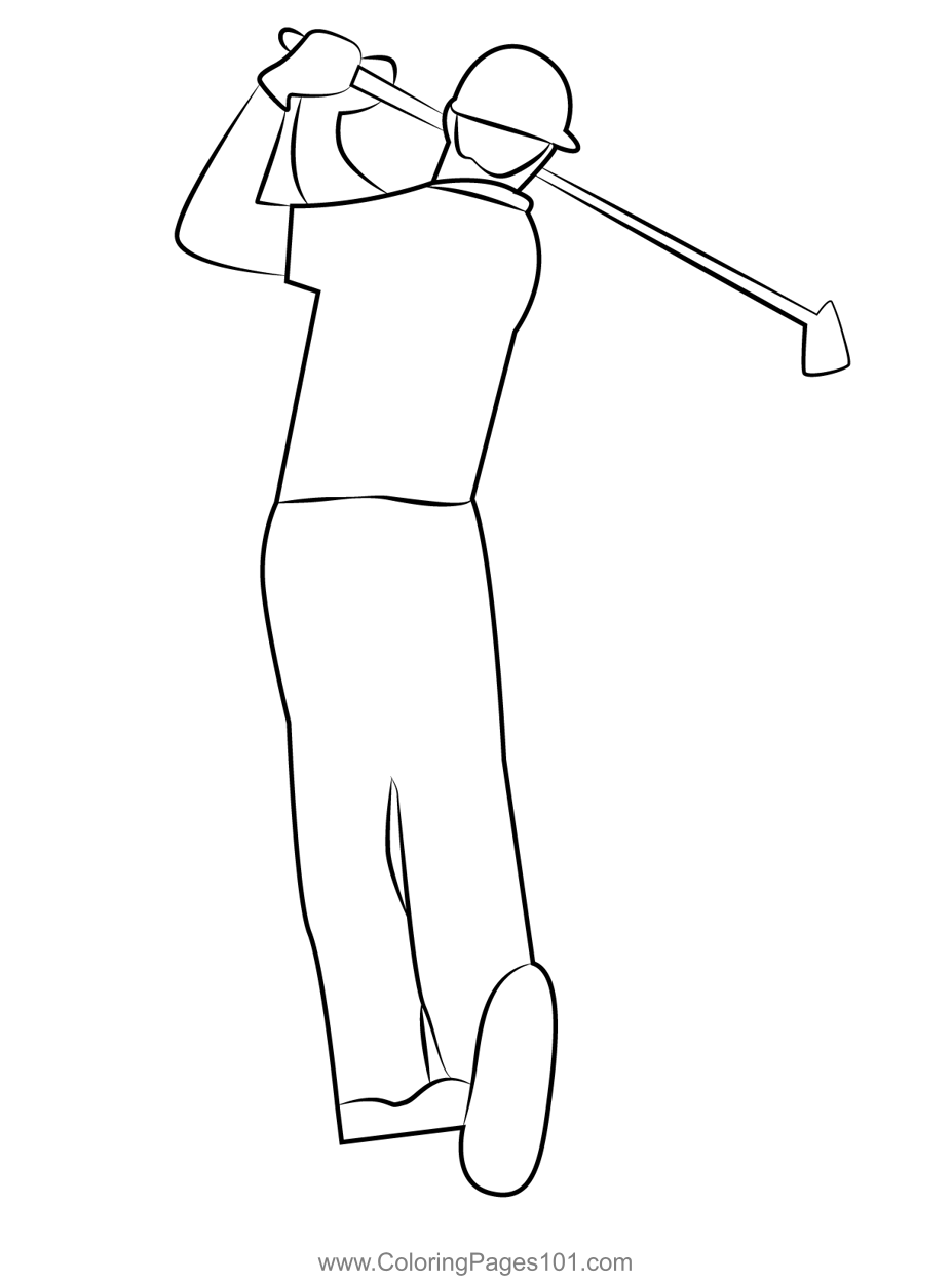 Player Playing Golf Coloring Page for Kids - Free Golf Printable ...