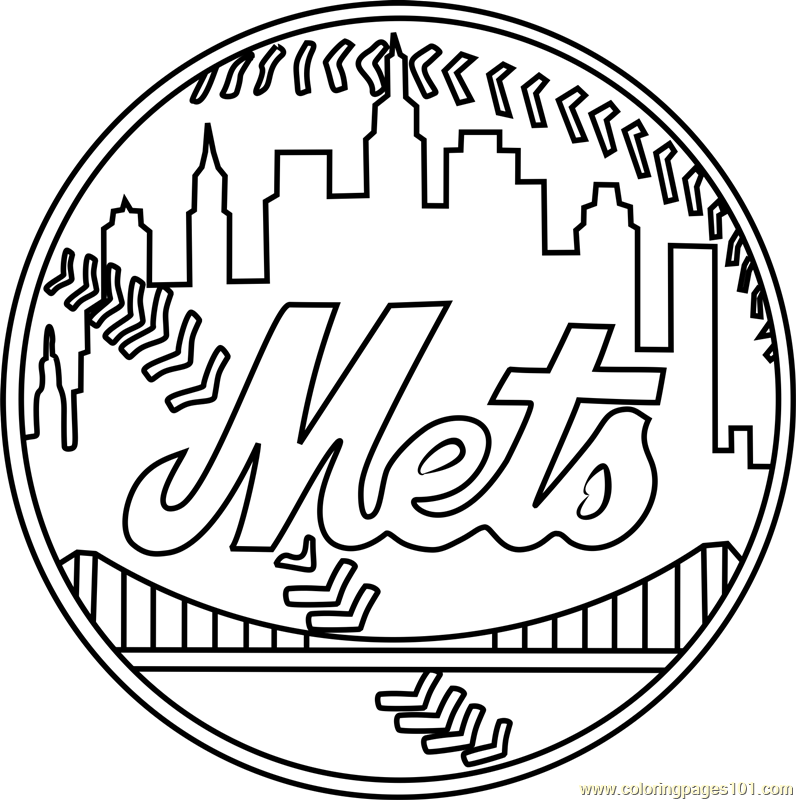 New York Mets Logo Coloring Page for Kids - Free MLB Printable