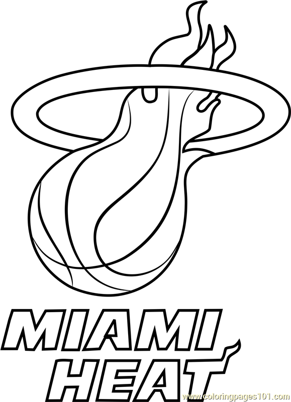 Miami Heat Coloring Page - Free NBA Coloring Pages : ColoringPages101.com