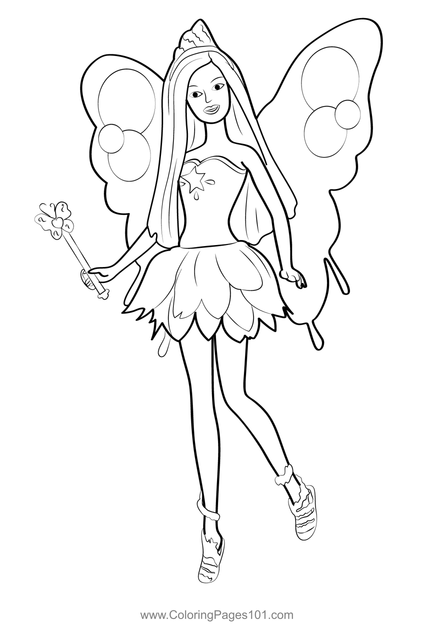 Angle Barbie Coloring Page for Kids - Free Barbie Printable Coloring ...