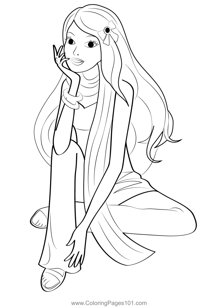 Thinking Barbie Coloring Page for Kids - Barbie Printable Coloring Pages Online for Kids - | Coloring for Kids