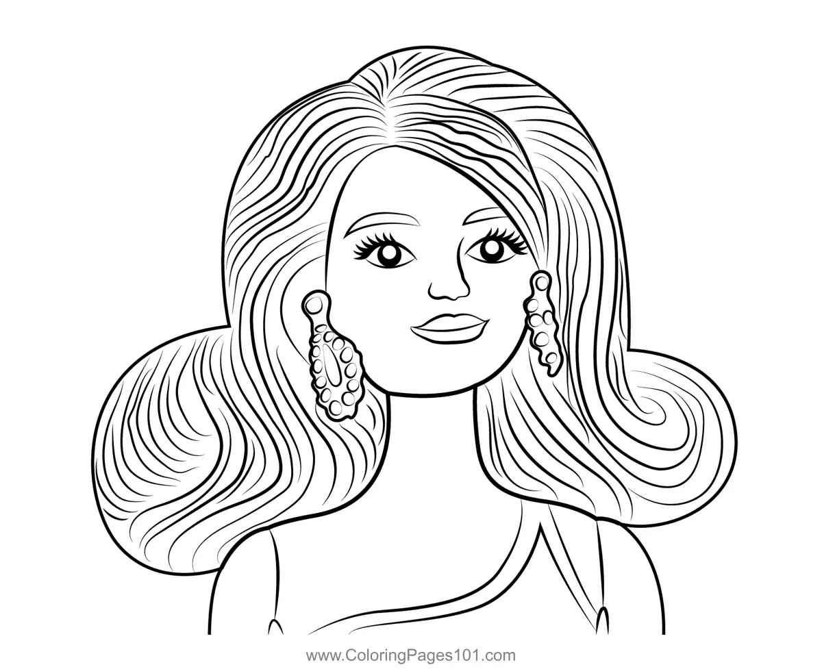 Barbie Pretty Doll Coloring Page for Kids - Free Dolls Printable ...