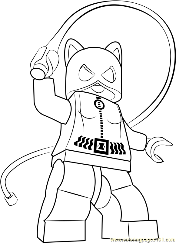 Lego Catwoman Coloring Page for Kids - Free Lego Printable Coloring