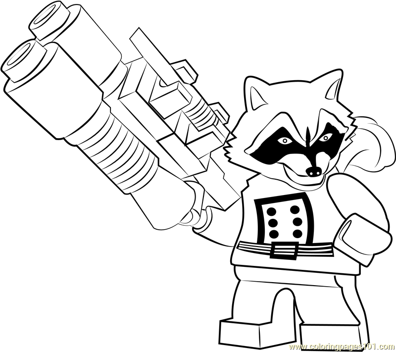 Lego Rocket Raccoon Coloring Page for Kids - Free Lego Printable
