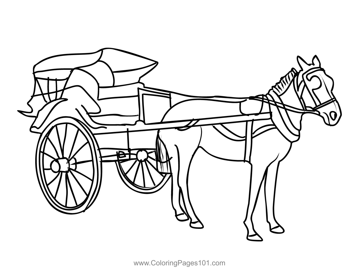Horse Carriage Coloring Page for Kids Free Carts Printable Coloring