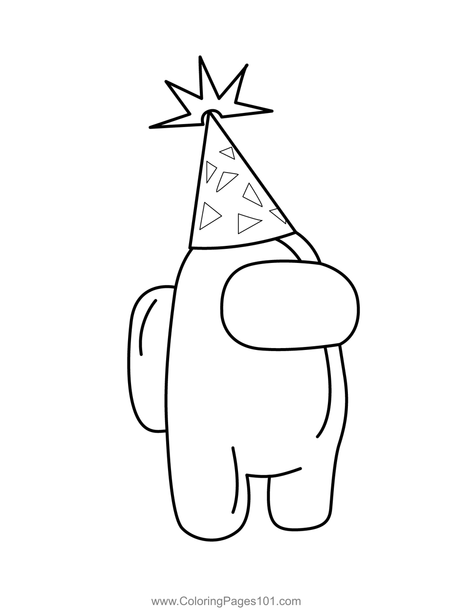 Party Hat Among Us Coloring Page For Kids Free Among Us Printable Coloring Pages Online For Kids Coloringpages101 Com Coloring Pages For Kids