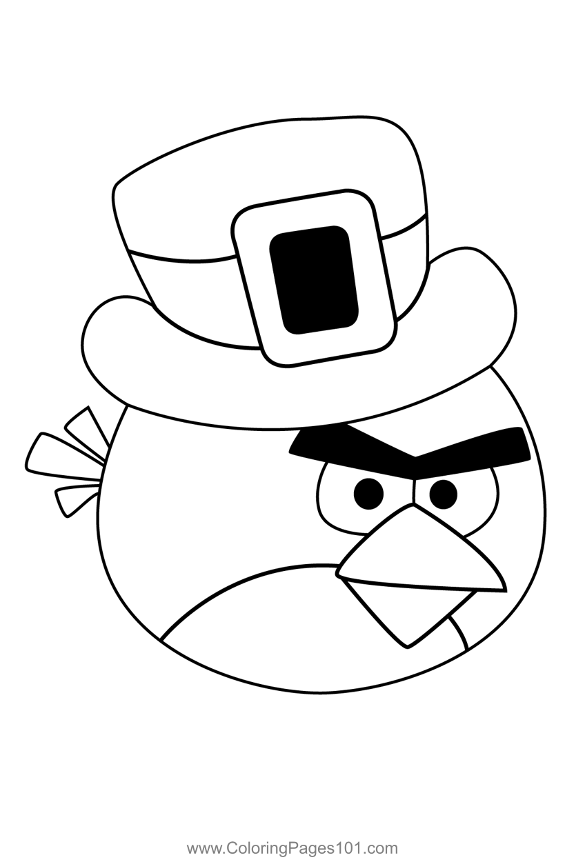 Angry Birds Red Hat Coloring Page for Kids - Free Angry Birds Printable ...