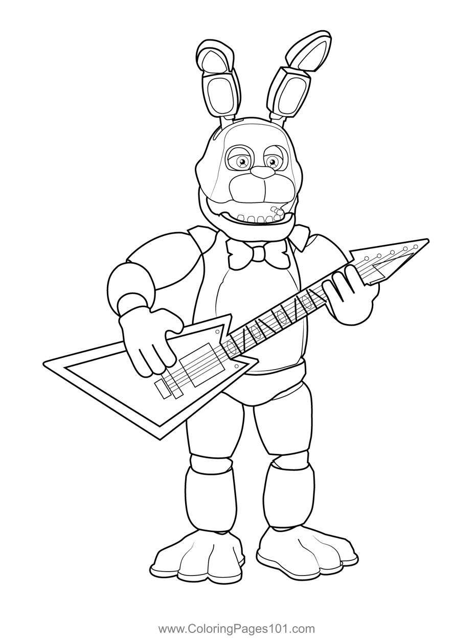 Bonnie the Rabbit FNAF Coloring Page for Kids - Free Five Nights at