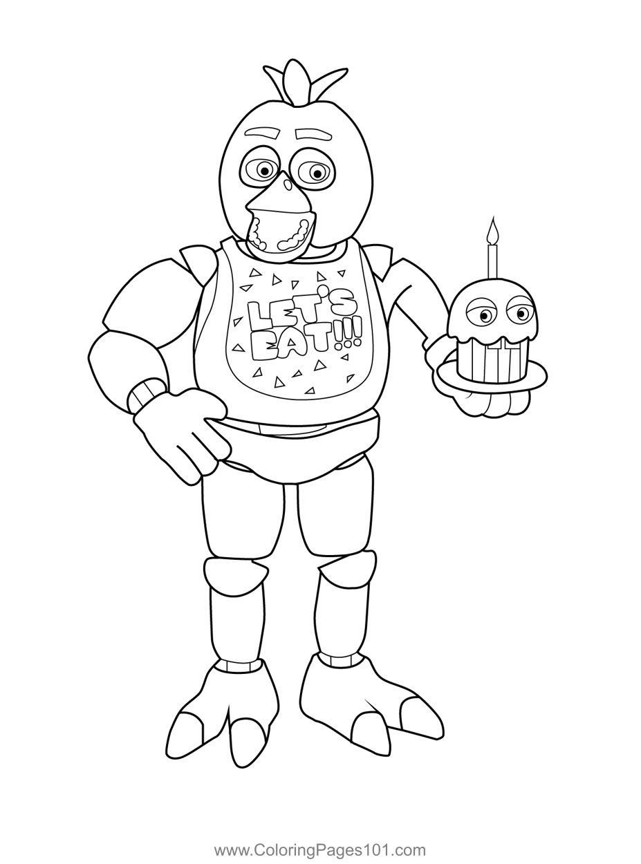 Chica FNAF Coloring Page for Kids - Free Five Nights at Freddy's