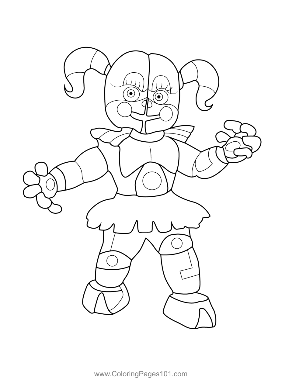 Circus Baby Fnaf Coloring Page For Kids Free Five Nights At Freddy S Printable Coloring Pages Online For Kids Coloringpages101 Com Coloring Pages For Kids
